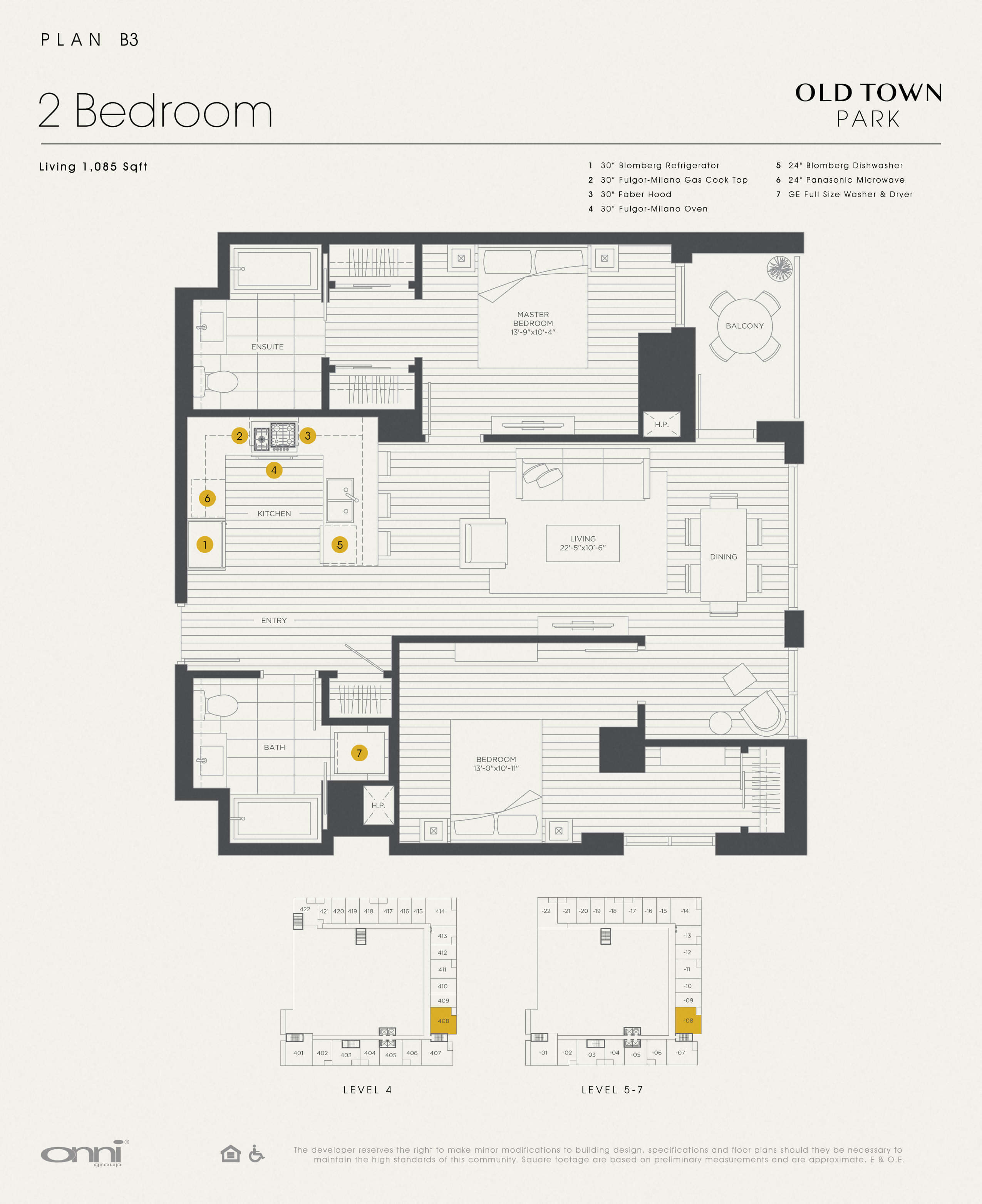 Floor plan for 2 beds, 2 baths, 1085 sqft