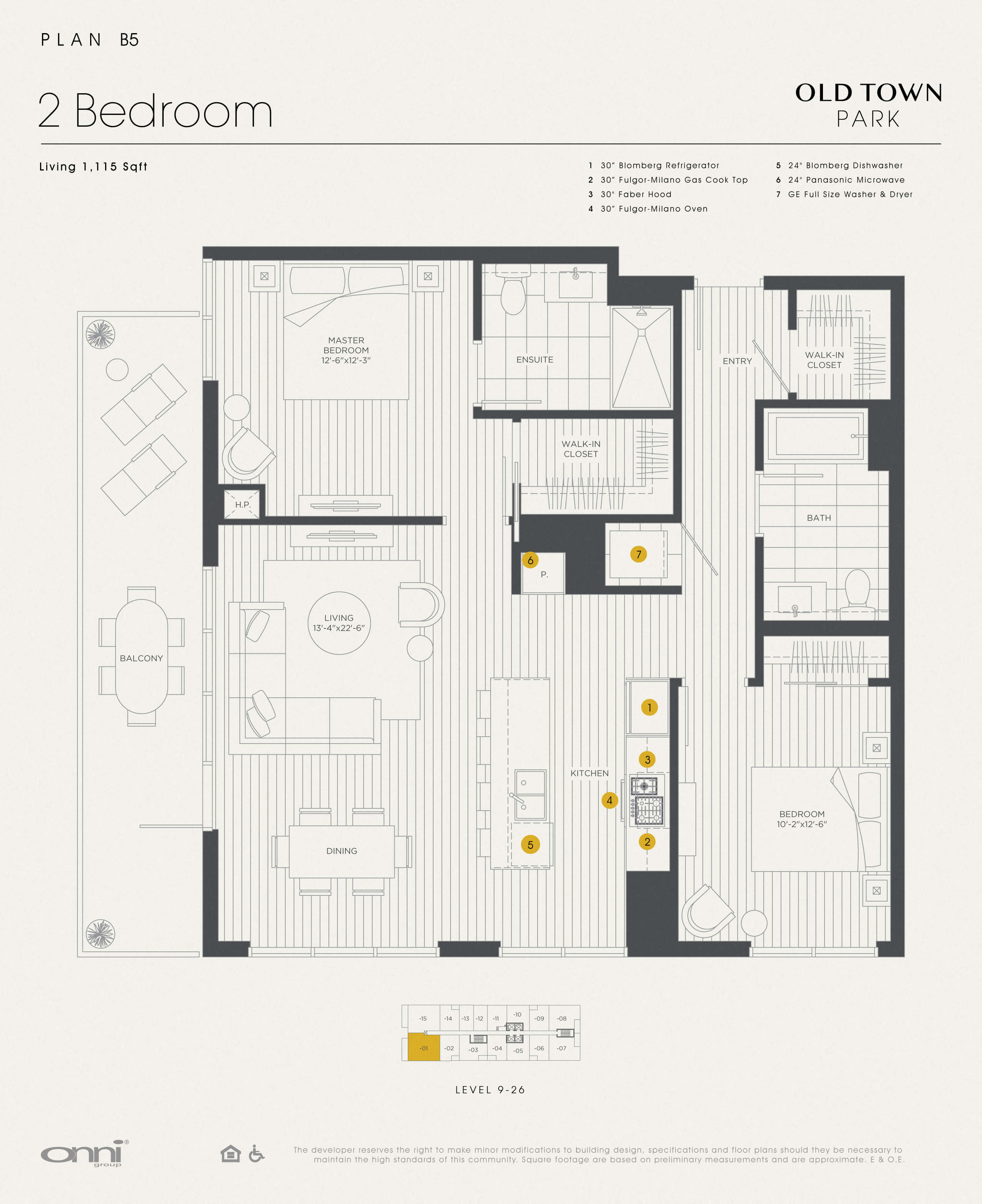 Floor plan for 2 beds, 2 baths, 1115 sqft