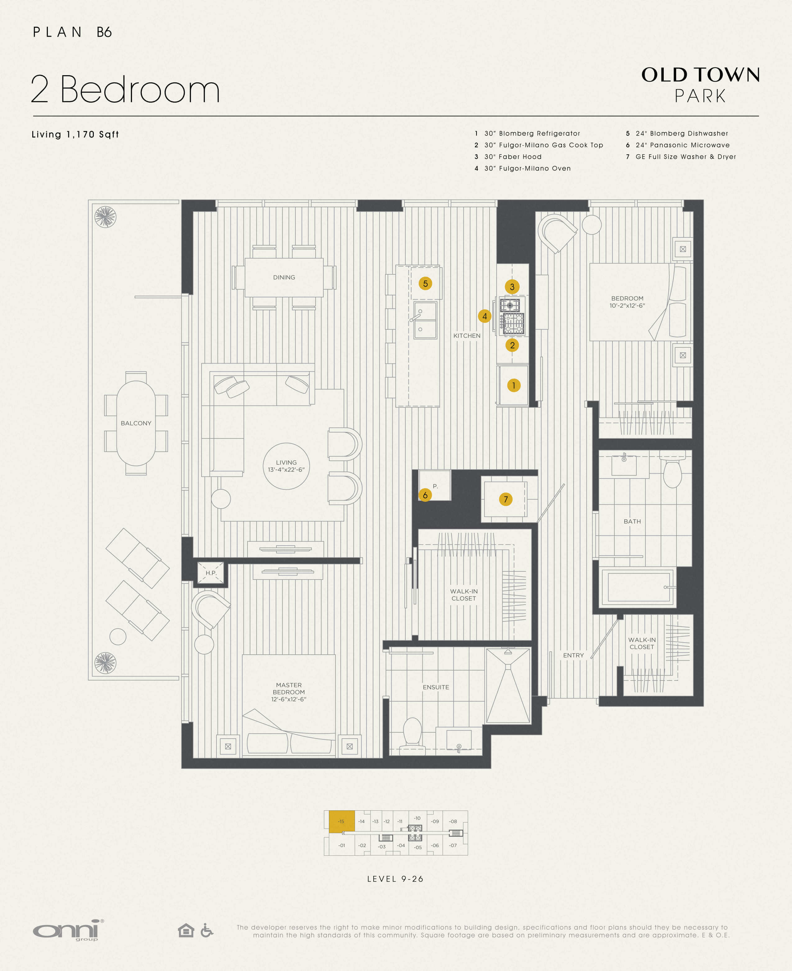 Floor plan for 2 beds, 2 baths, 1170 sqft