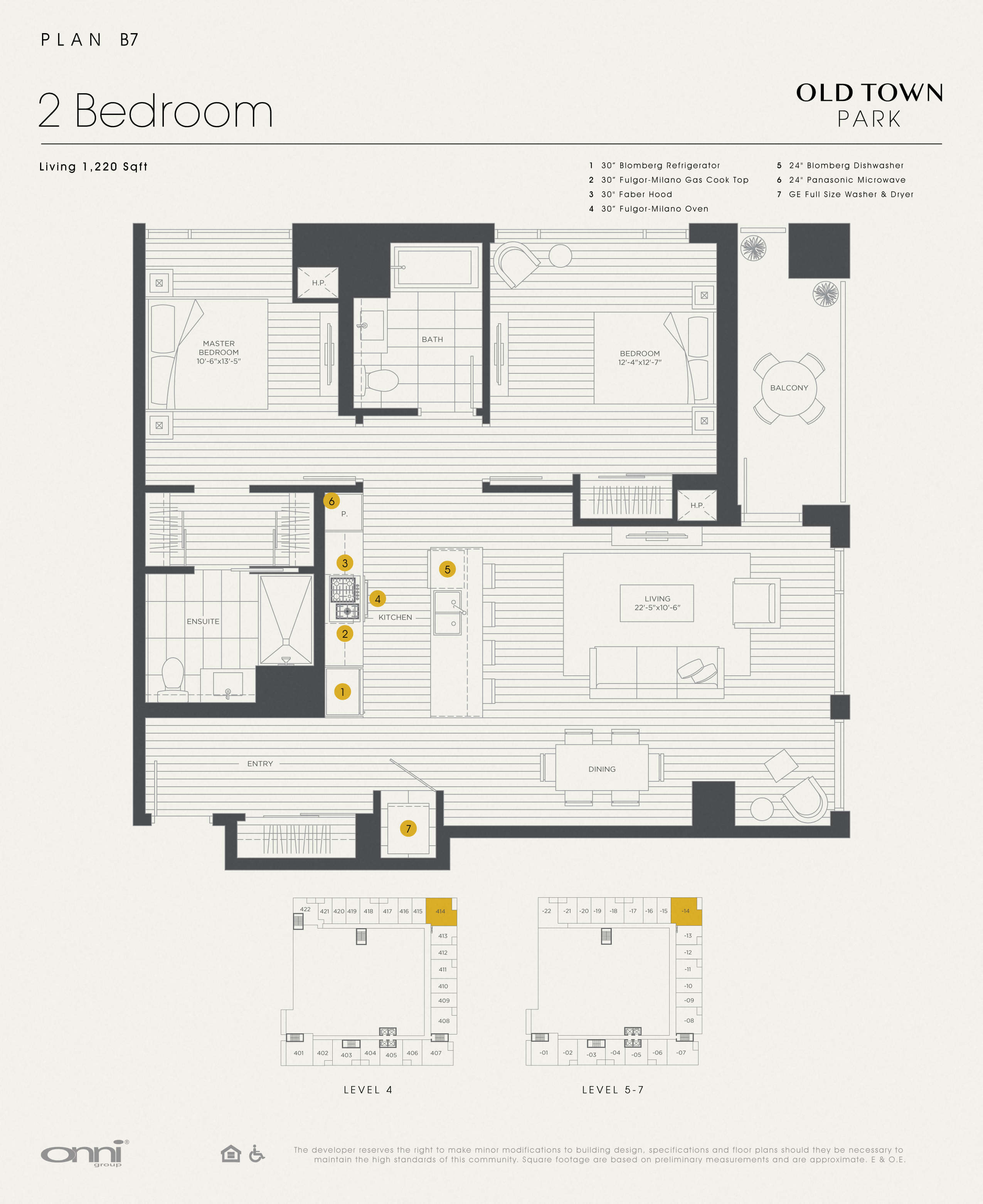 Floor plan for 2 beds, 2 baths, 1220 sqft