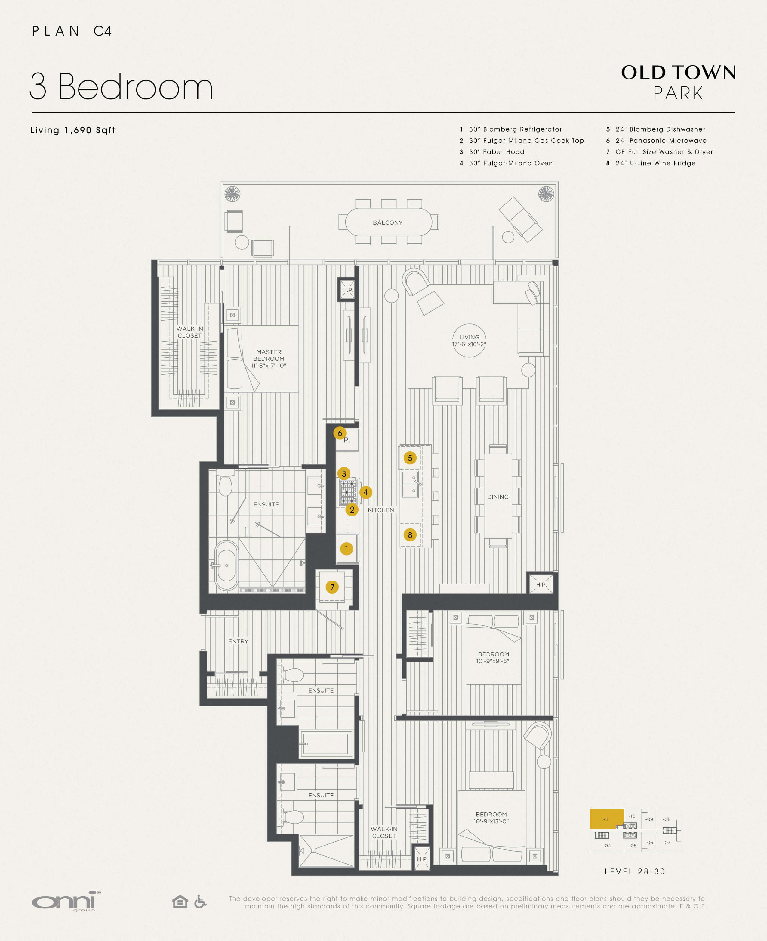 Floor plan for 3 beds, 2 baths, 1690 sqft