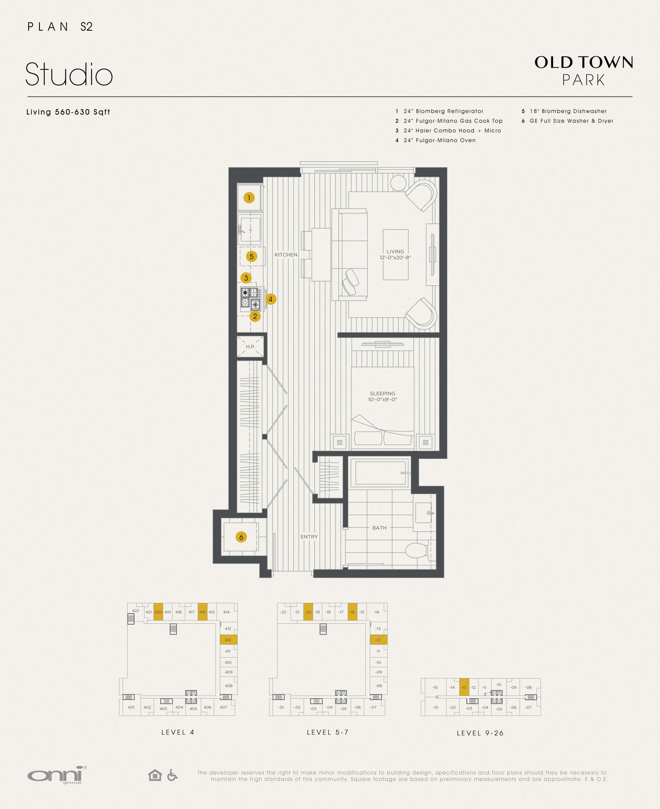 Floor plan for studio, 1 bath, 565 sqft