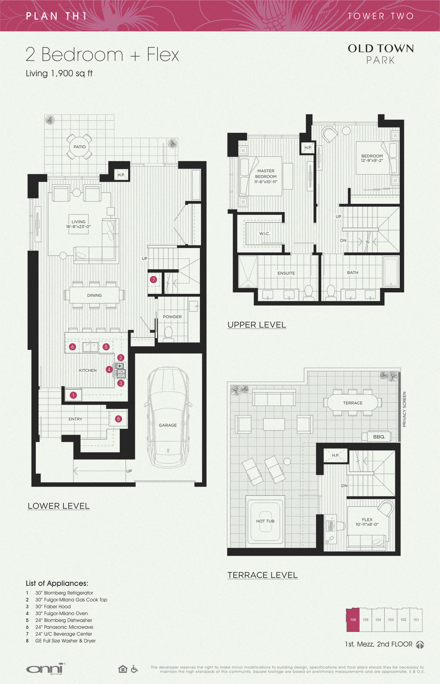 Floor plan for 2 beds, 2 baths, 1900 sqft