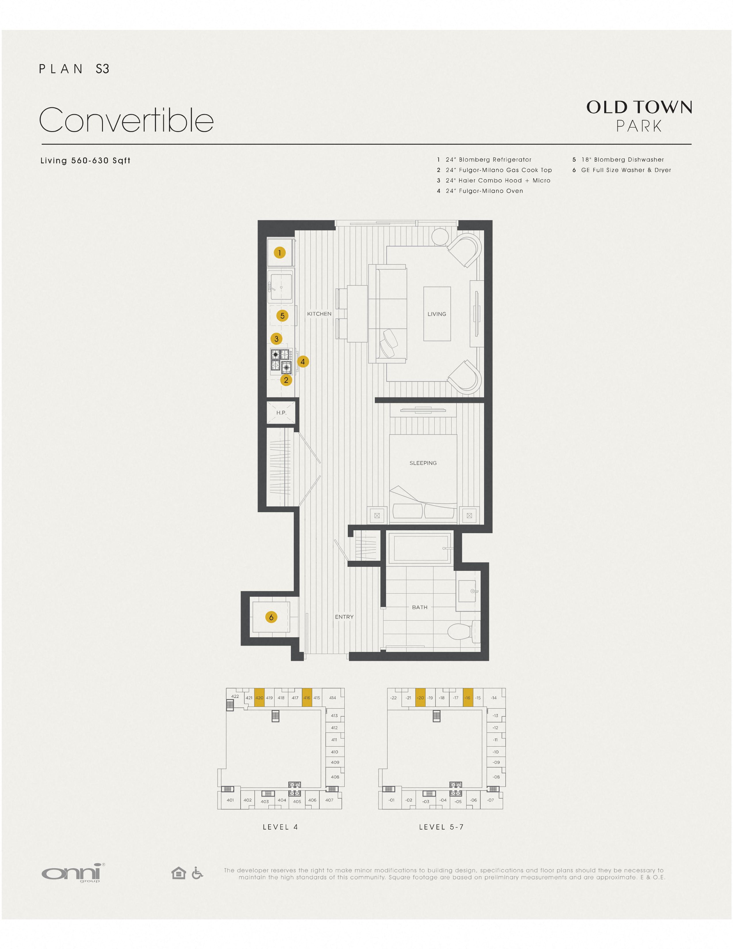 Floor plan for studio, 1 bath, 565 sqft