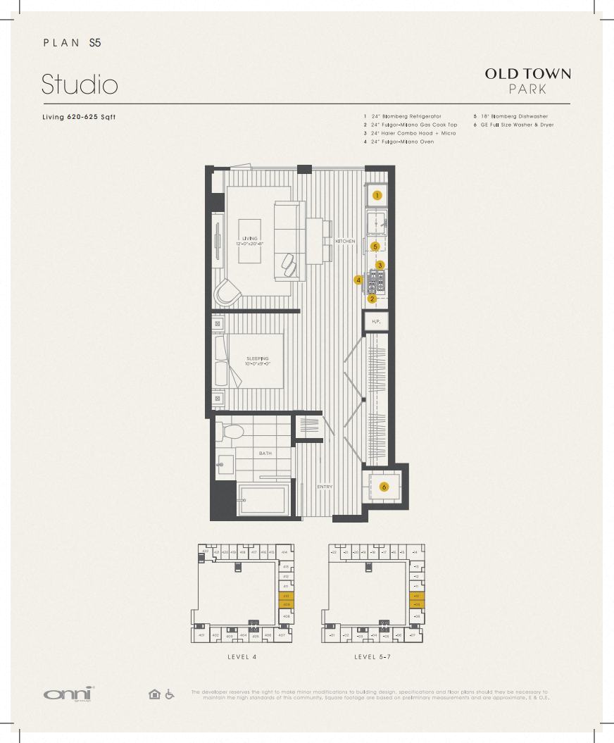Floor plan for studio, 1 bath, 630 sqft