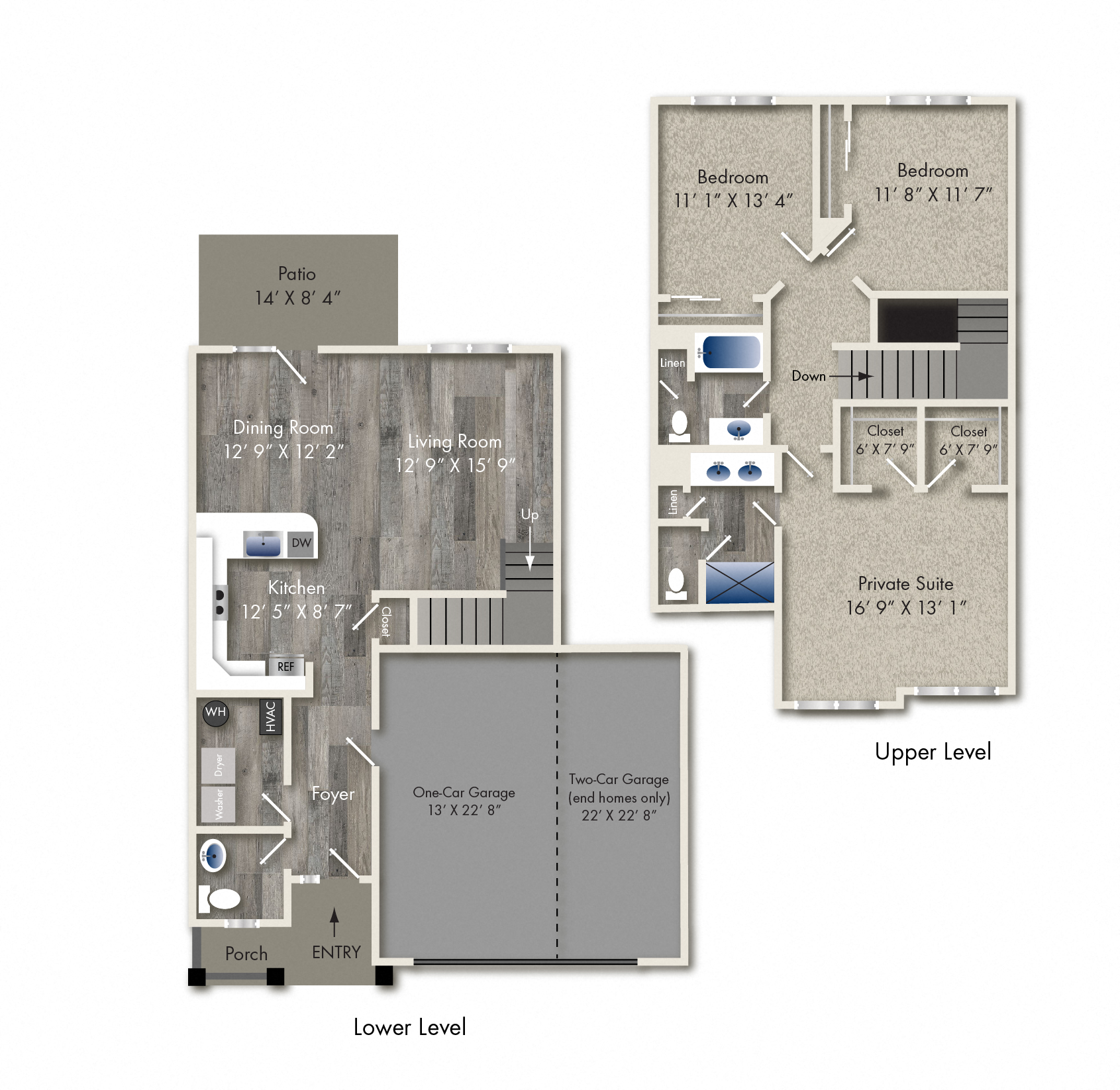 Floor plan for 3 beds, 2.5 baths, 1751 sqft