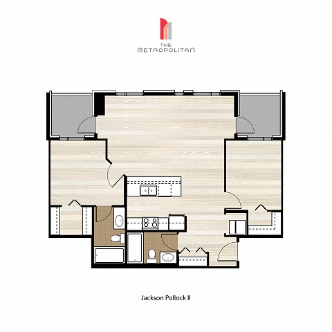 Floor plan for 2 beds, 2 baths, 895 sqft