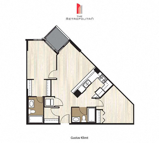 Floor plan for 2 beds, 2 baths, 811 sqft
