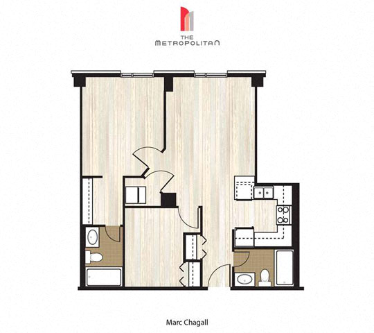 Floor plan for 2 beds, 2 baths, 766 sqft