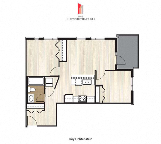 Floor plan for 2 beds, 1 bath, 716 sqft