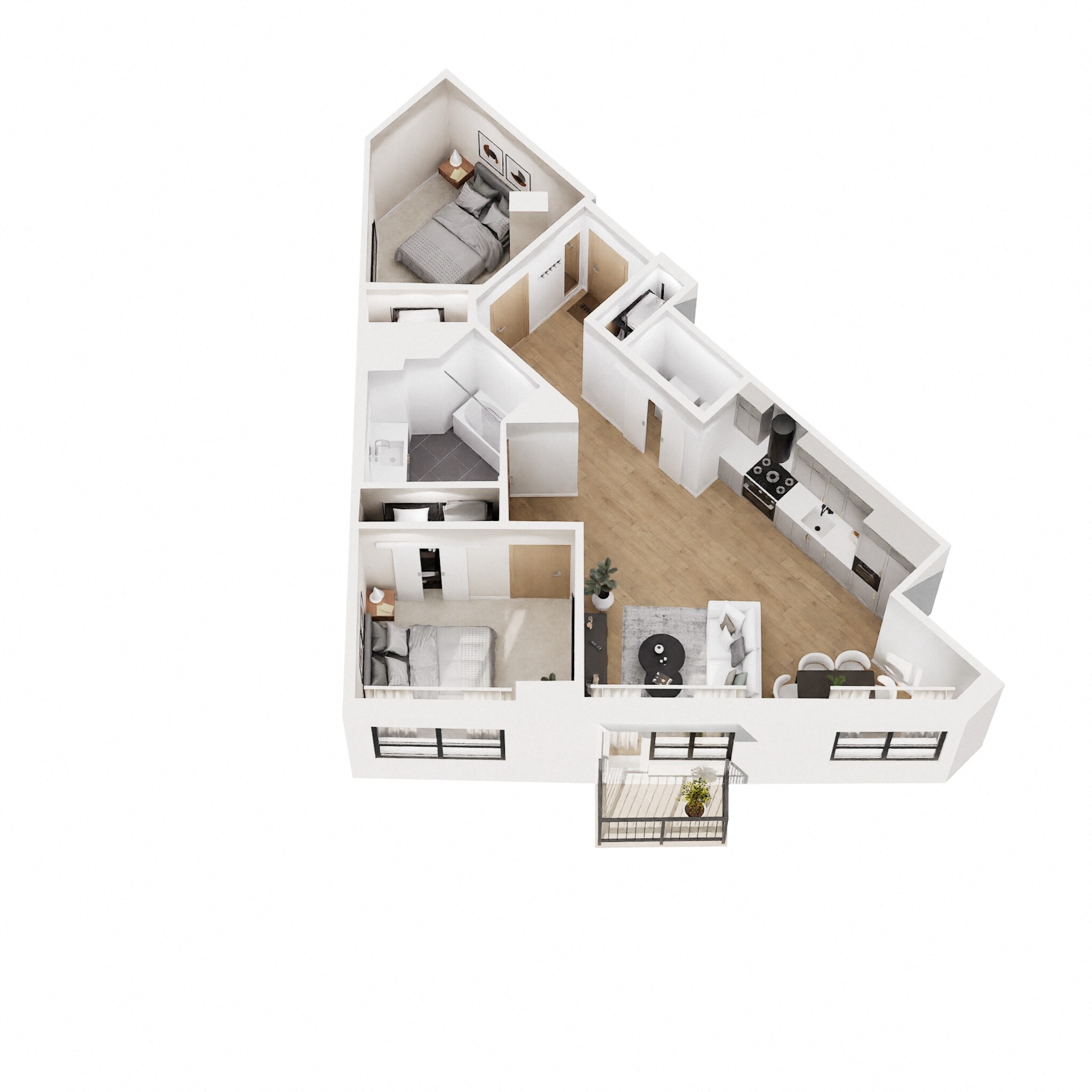 Floor plan for 2 beds, 2 baths, 865 sqft