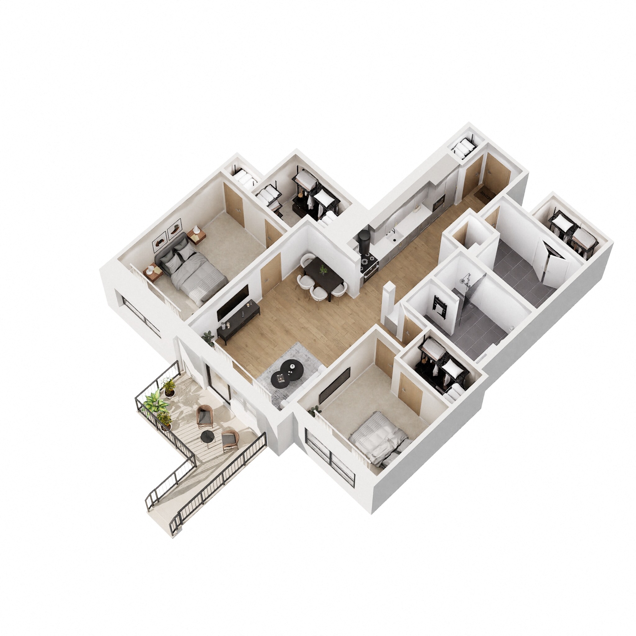 Floor plan for 1 bed, 2 baths, 925 sqft