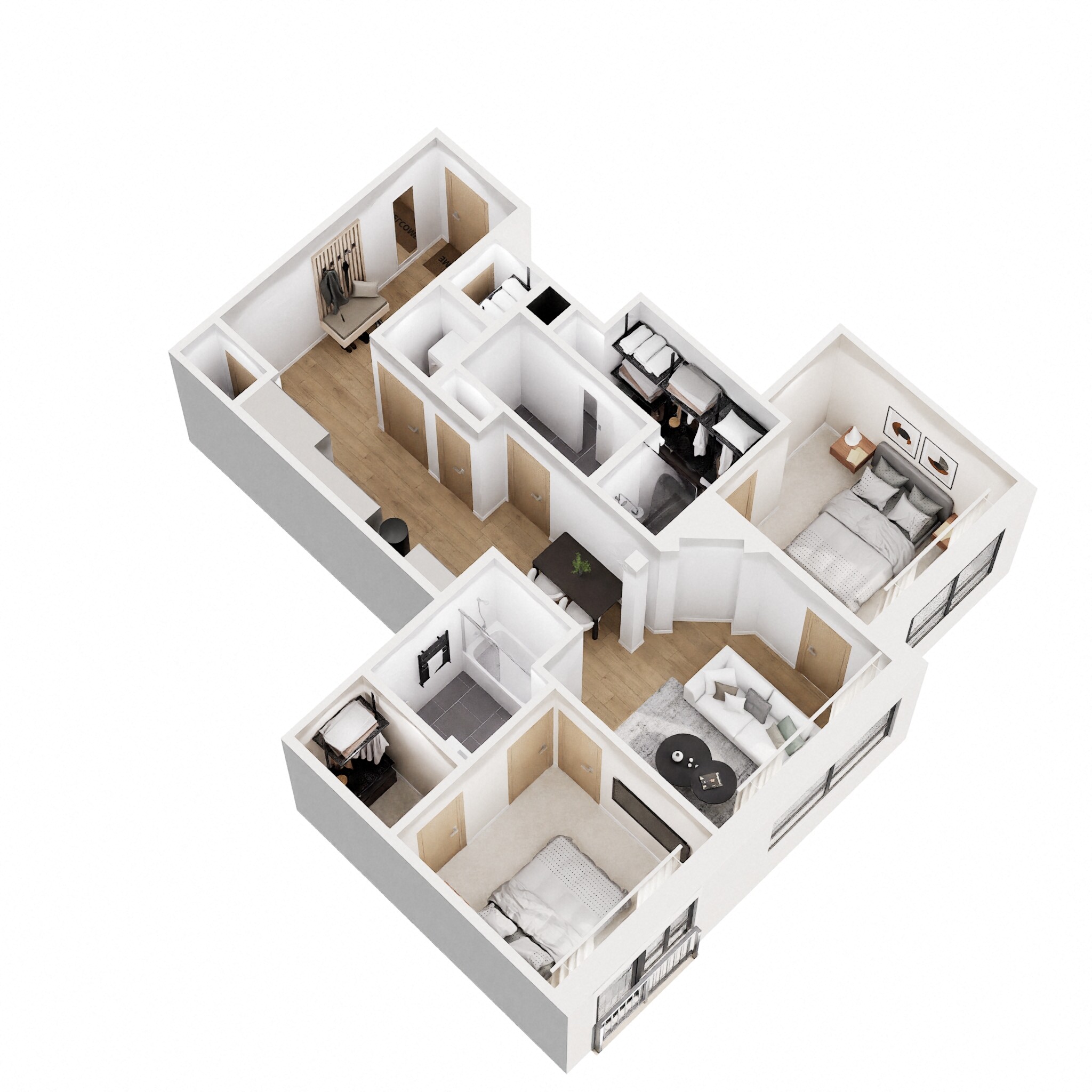 Floor plan for 2 beds, 2 baths, 924 sqft