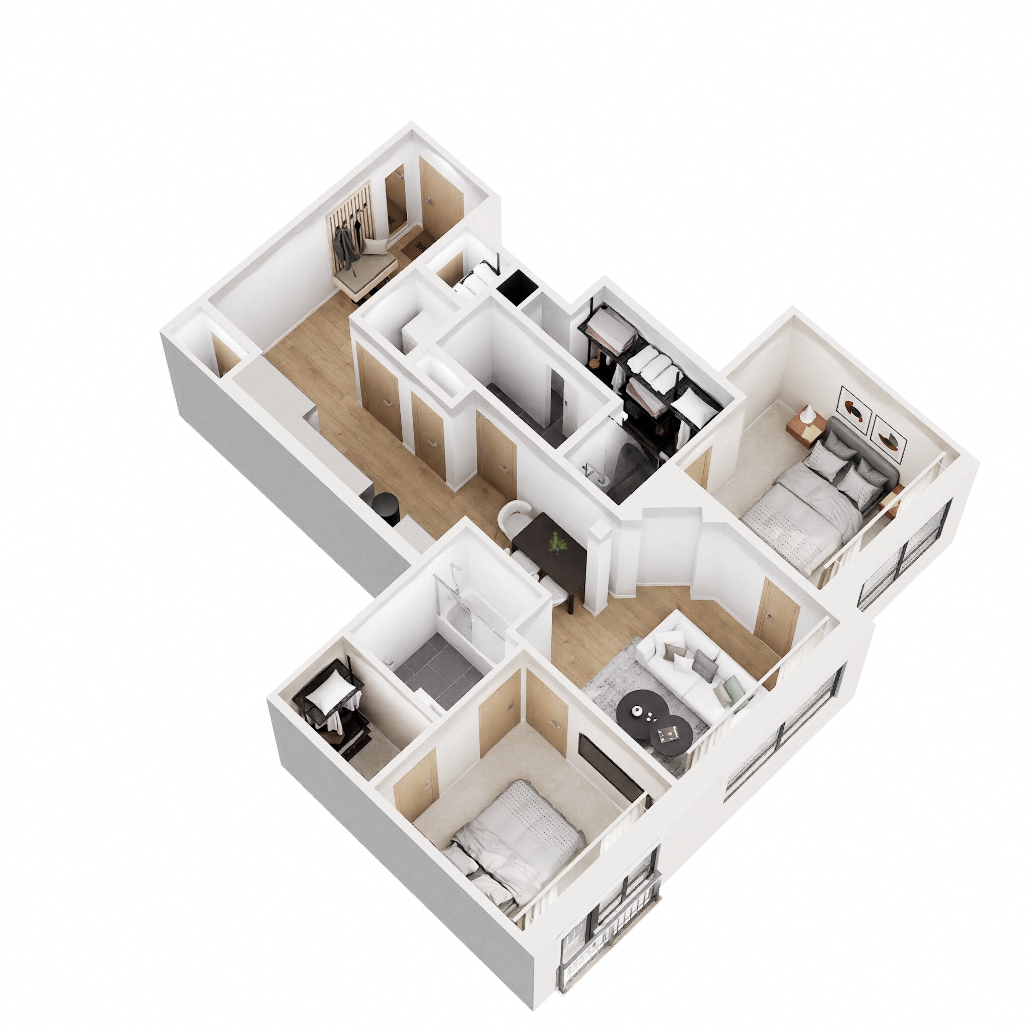 Floor plan for 2 beds, 2 baths, 924 sqft