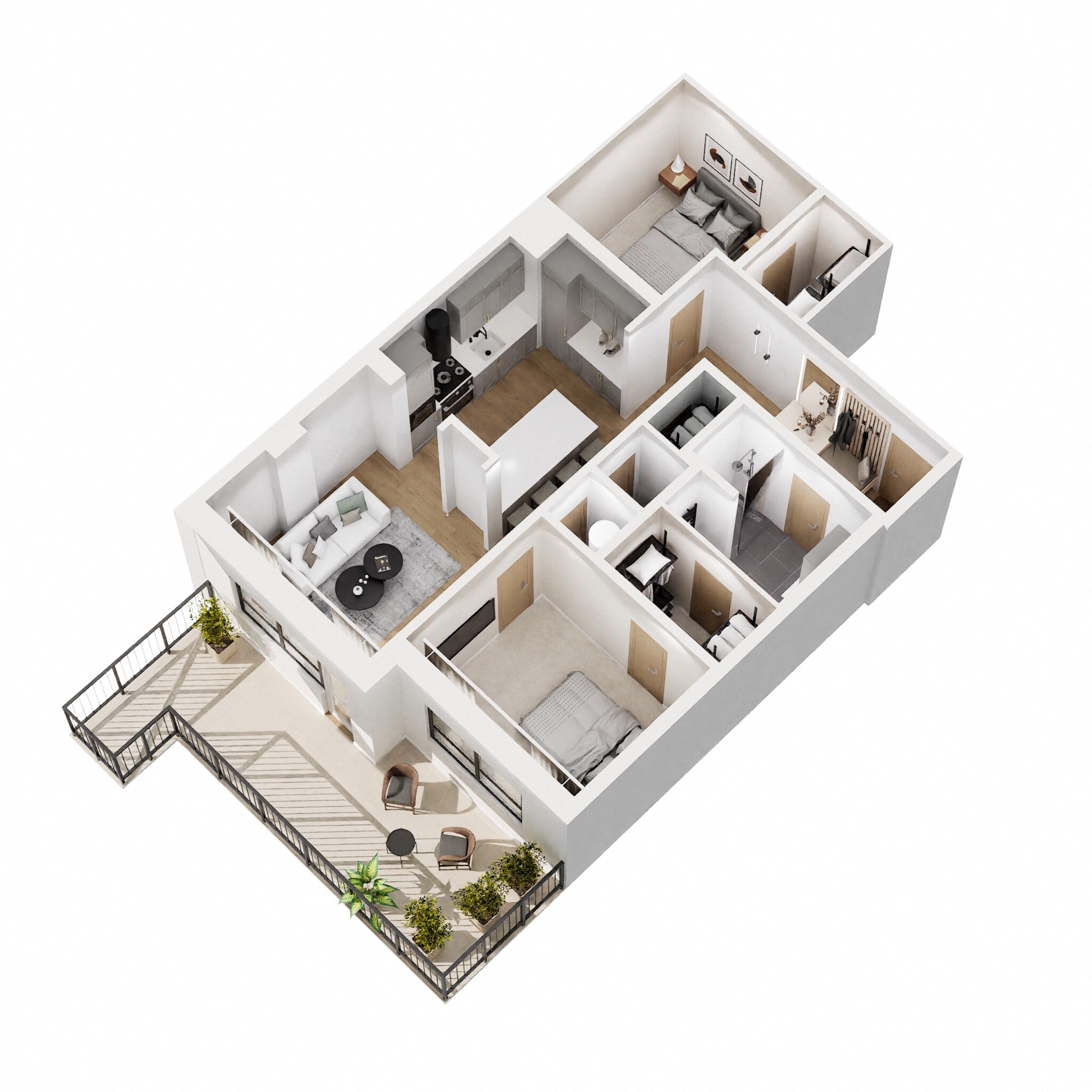 Floor plan for 2 beds, 1 bath, 874 sqft