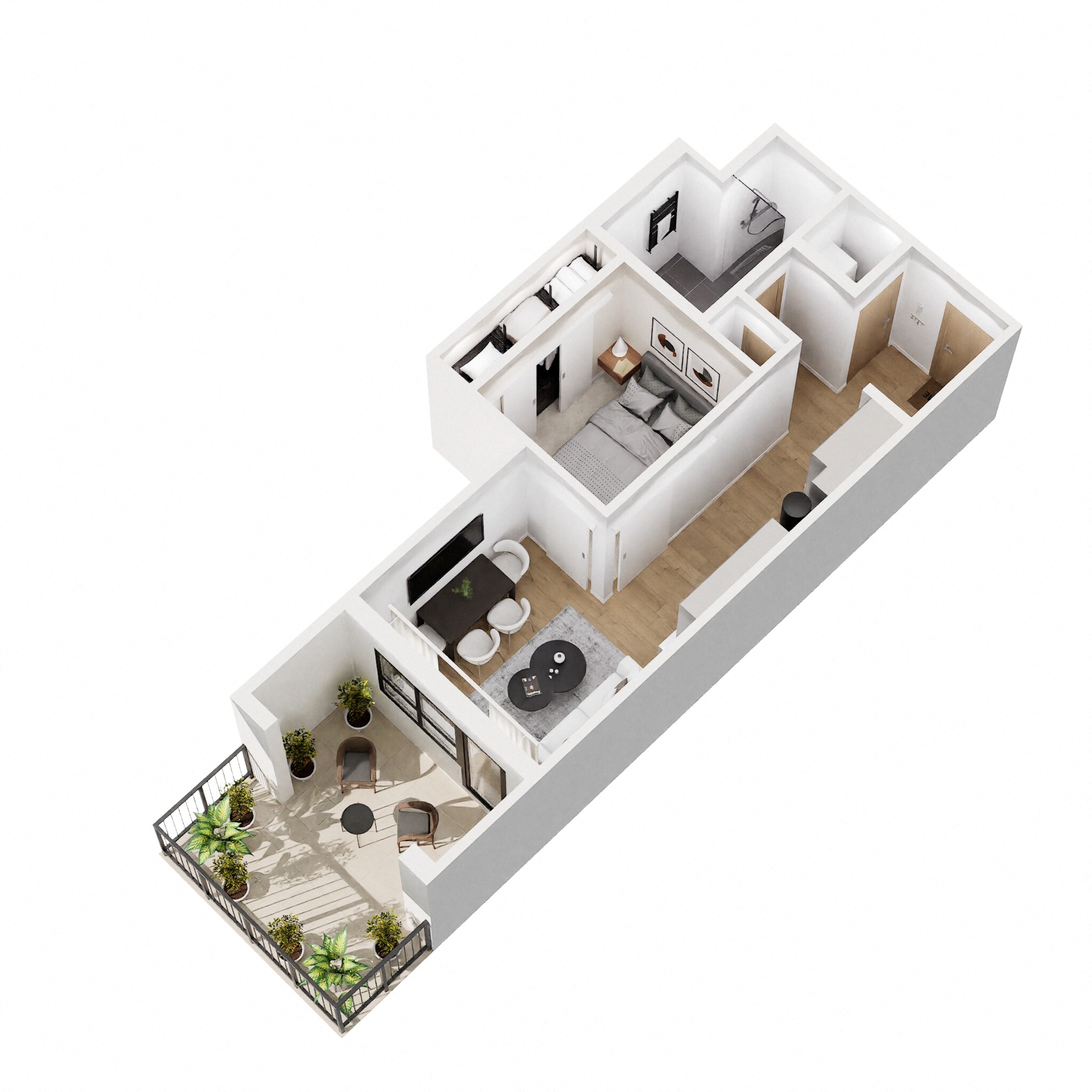 Floor plan for 1 bed, 1 bath, 505 sqft
