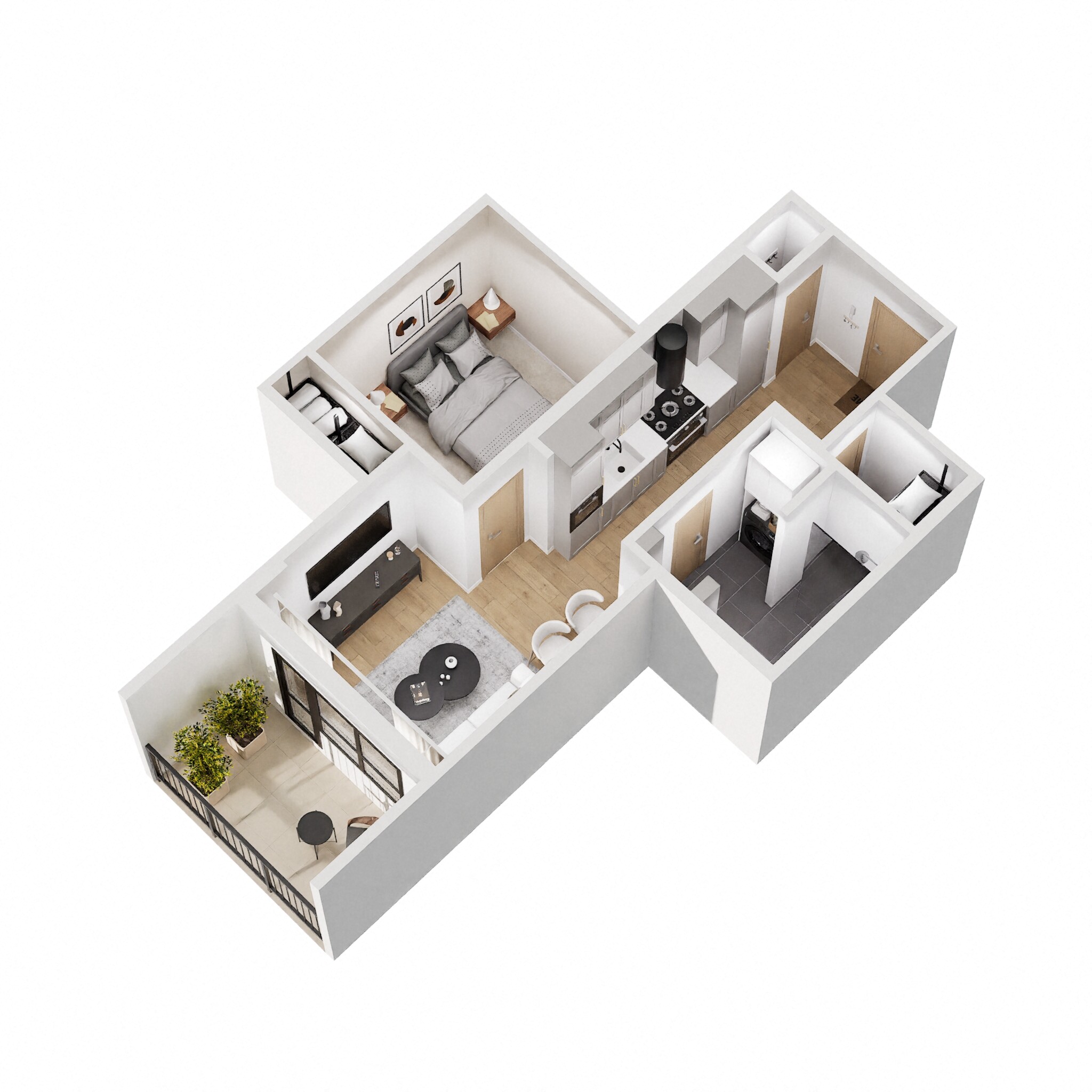 Floor plan for 1 bed, 1 bath, 535 sqft