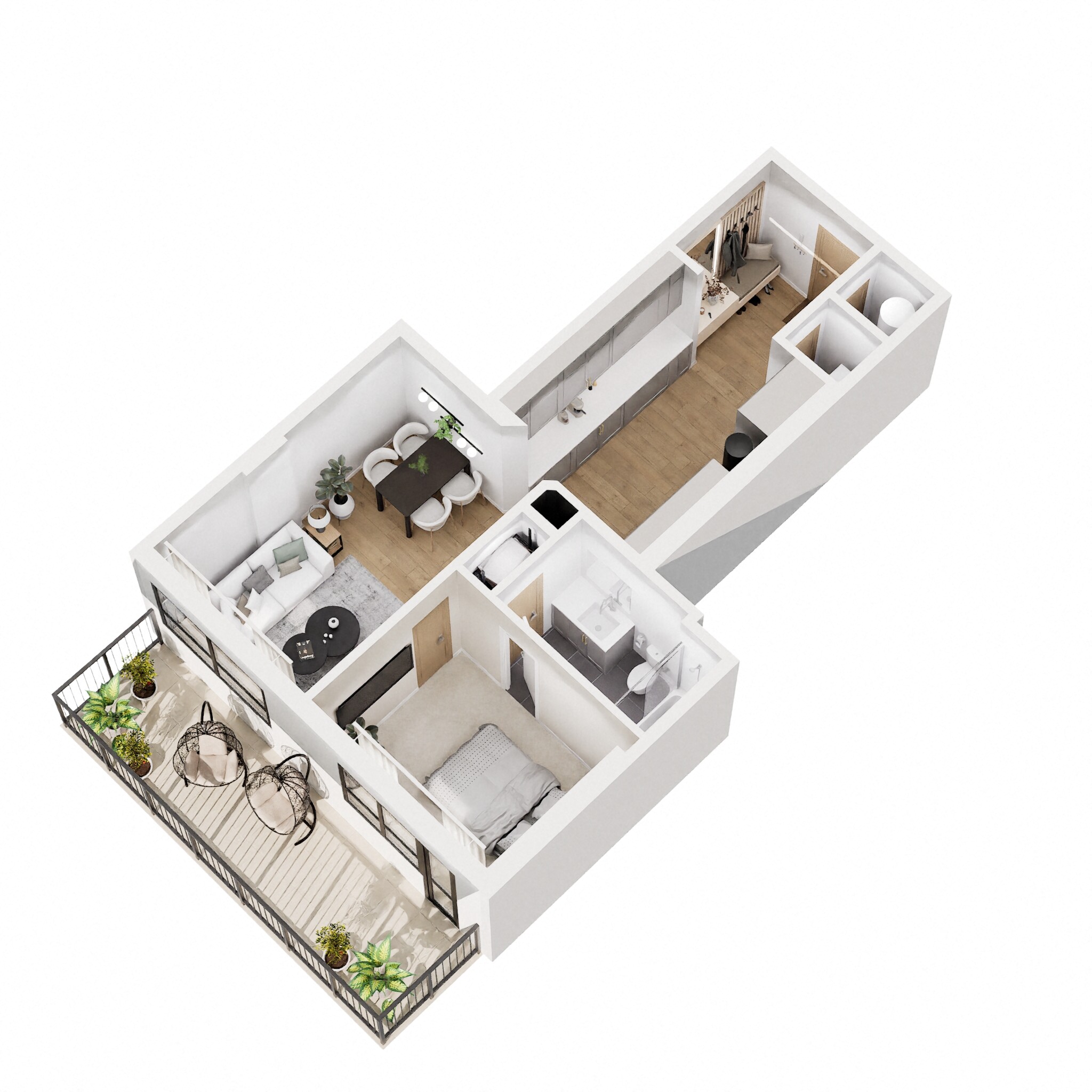 Floor plan for 1 bed, 1 bath, 661 sqft