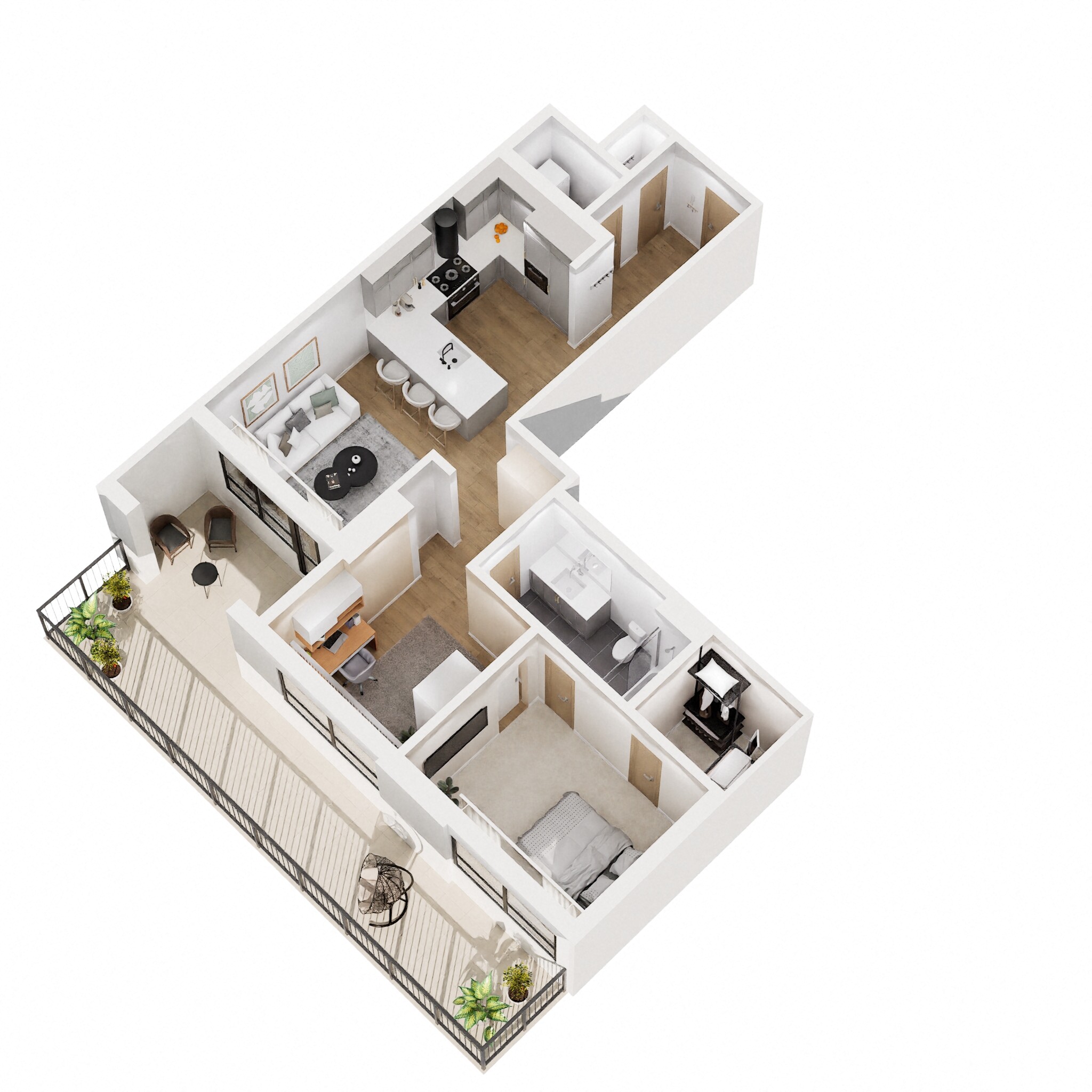 Floor plan for 1 bed, 1 bath, 817 sqft