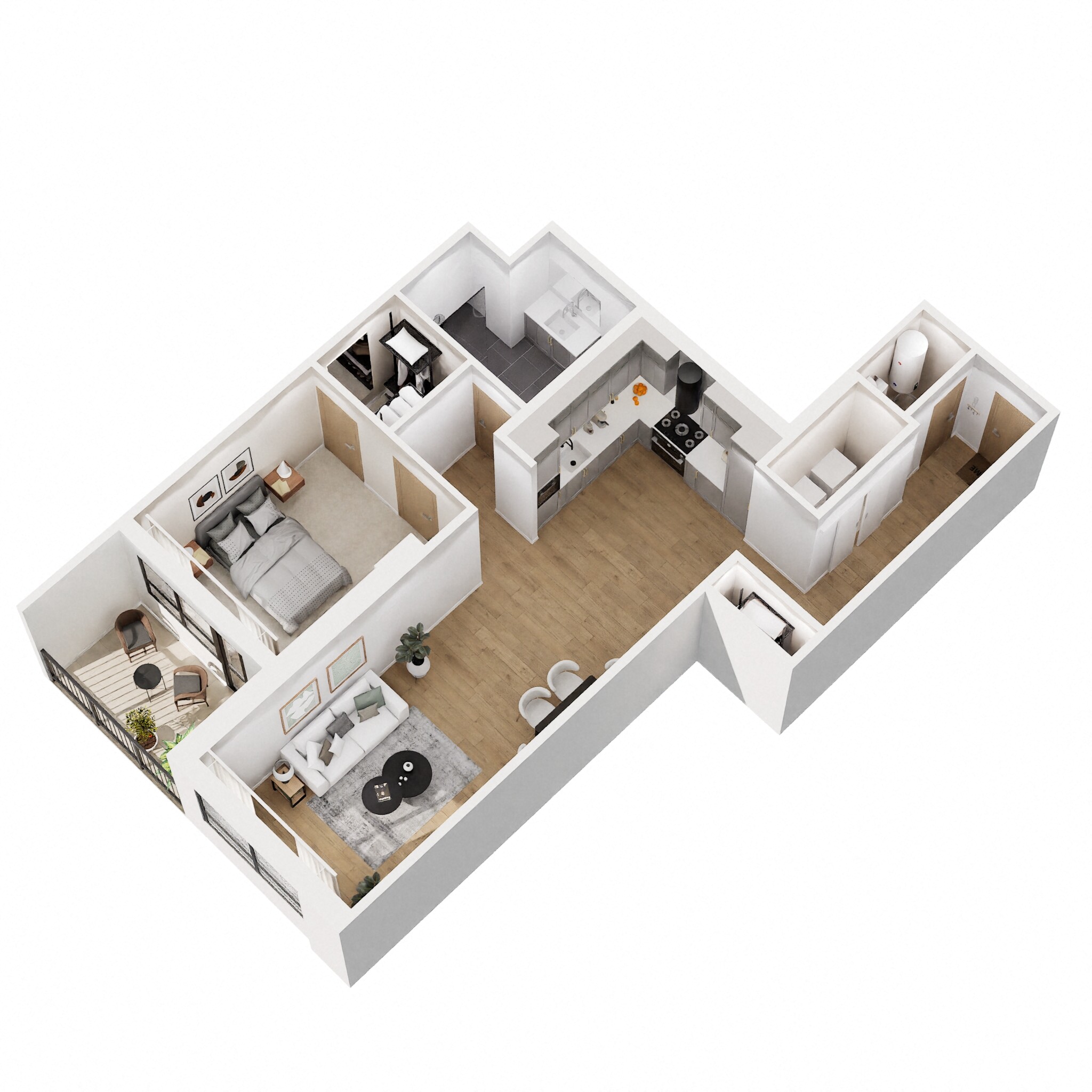 Floor plan for 1 bed, 1 bath, 918 sqft