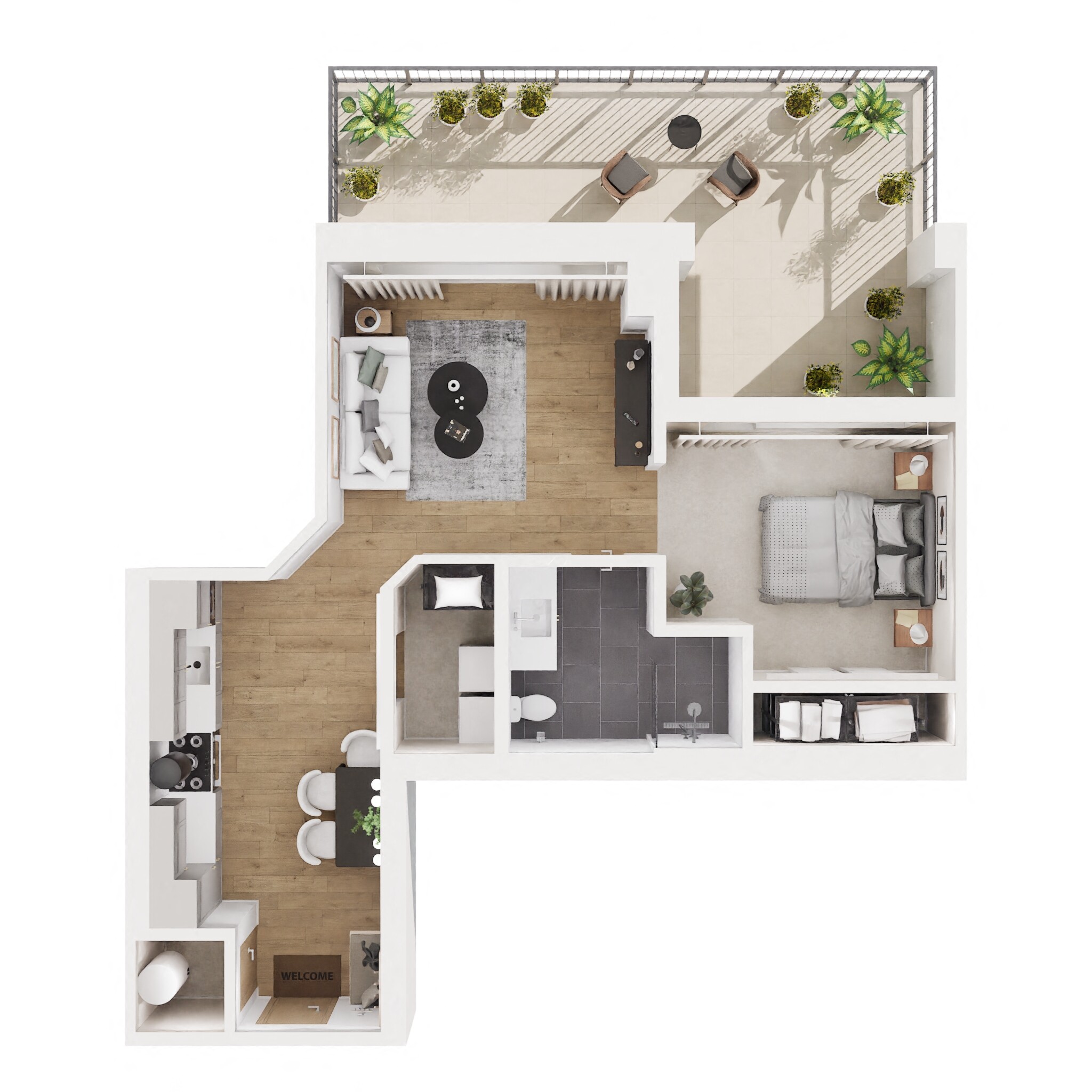 Floor plan for studio, 1 bath, 561 sqft