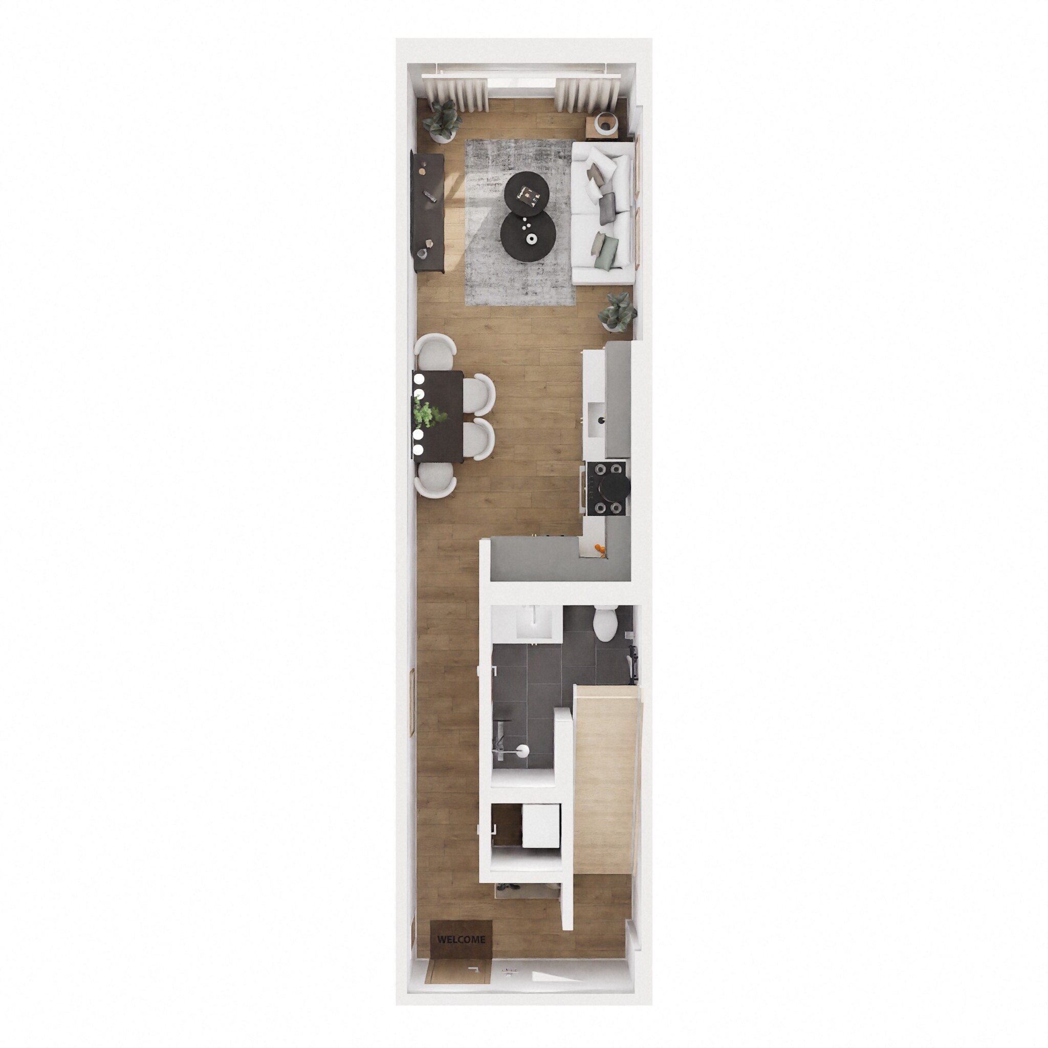 Floor plan for 2 beds, 2 baths, 1142 sqft