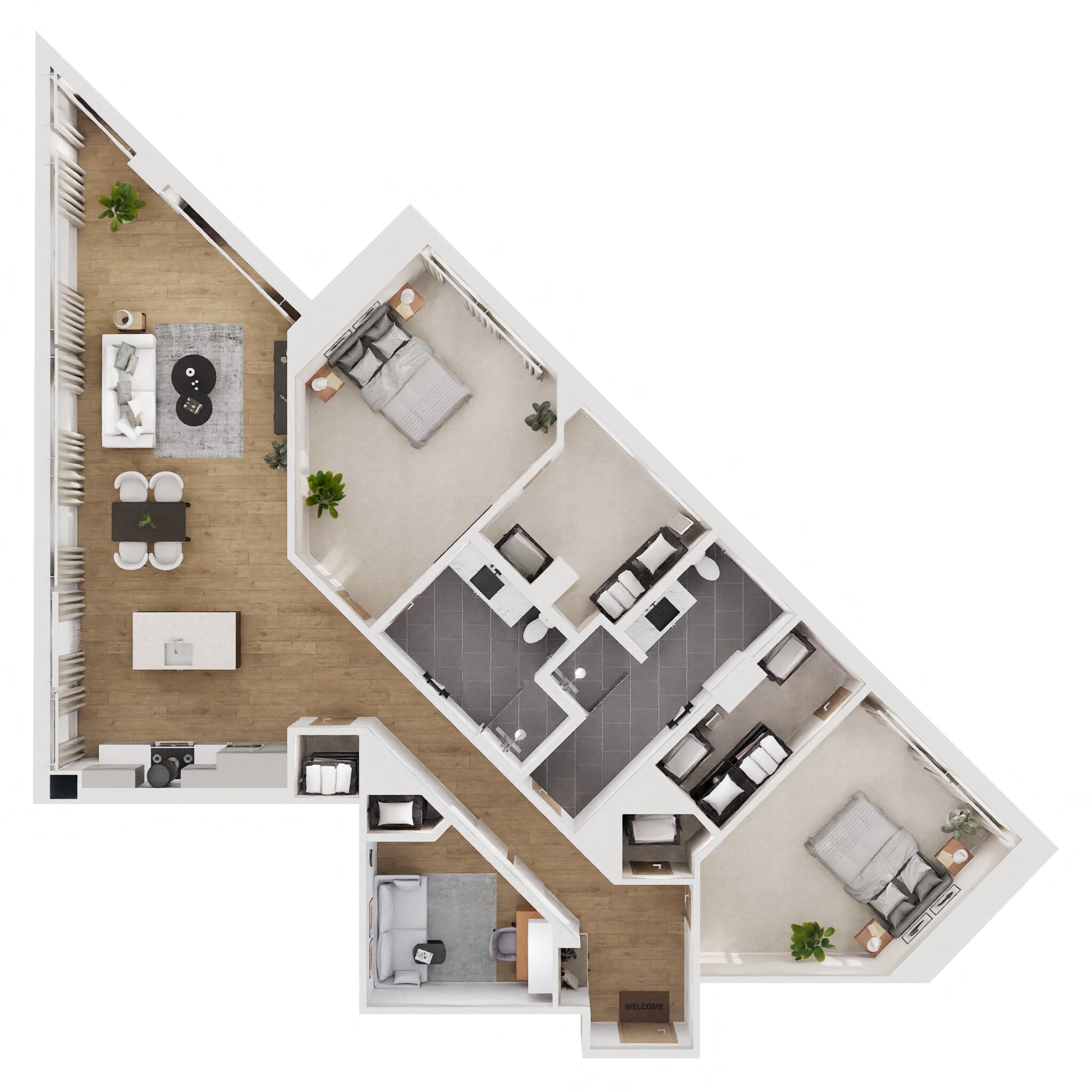 Floor plan for 3 beds, 2 baths, 1553 sqft
