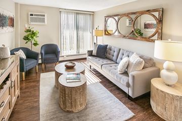 Oakwood Village apartment for rent - a living room with a couch and a coffee table