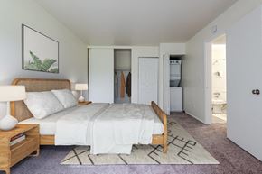 Niskayuna apartment for rent - a bedroom with a bed and a closet and a bathroom