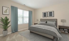 Camillus apartment for rent - staged bedroom with wall to wall carpeting