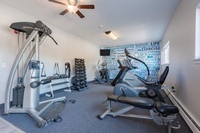 Webster apartment for rent - A home gym with a variety of exercise equipment.
