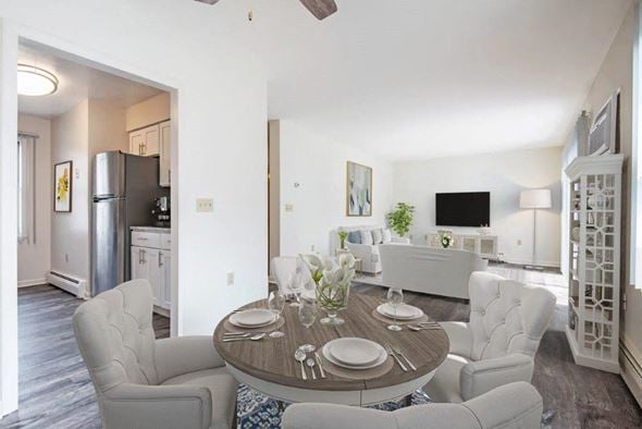 Painted Post apartment for rent - dining area off of kitchen with vinyl plank floors throughout