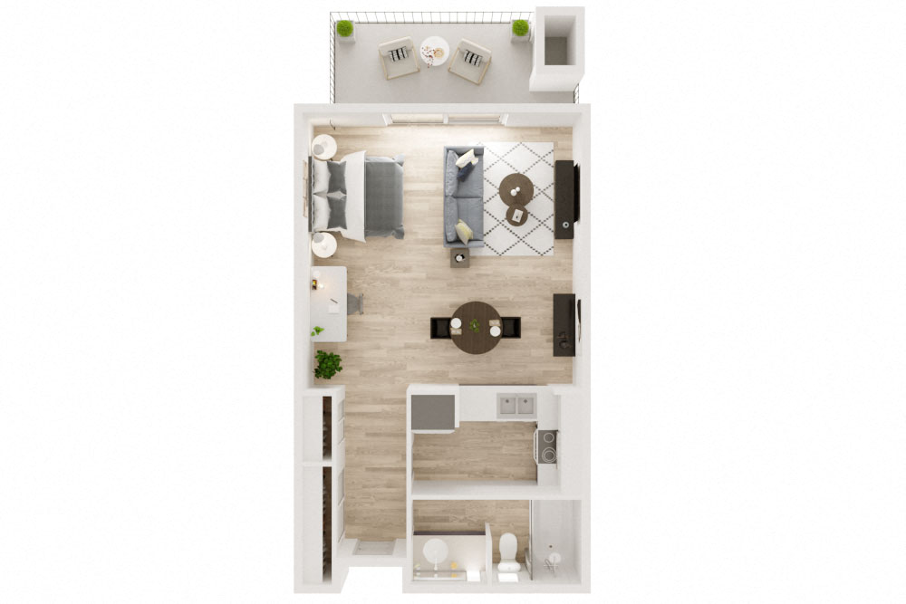 Floor plan for studio, 1 bath, 552 sqft