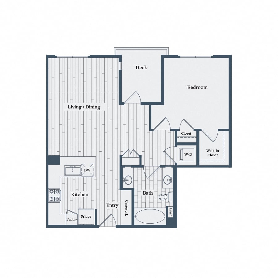 Floor plan for 1 bed, 1 bath, 819 sqft