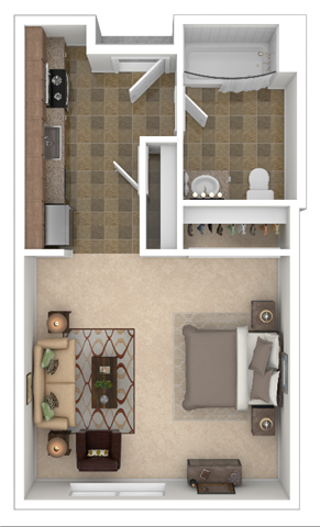 Floor plan for studio, 1 bath, 475 sqft