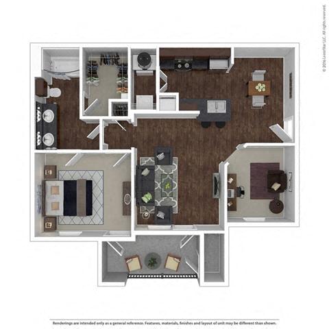 Floor plan for 1 bed, 1 bath, 850 sqft