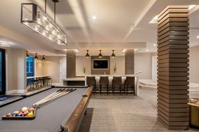 Glen Cove apartment for rent - a game room with a pool table and a bar