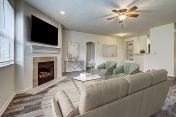 Webster apartment for rent - a living room with a couch and a fireplace