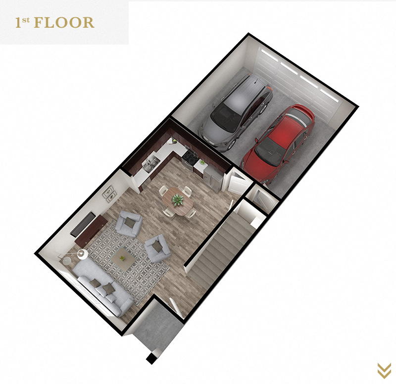 Floor plan for 3 beds, 2 baths, 1432 sqft