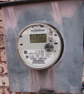 Harrah house for rent - A power meter with a closed display.