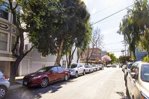San Francisco apartment for rent - A row of cars parked on a tree-lined street.