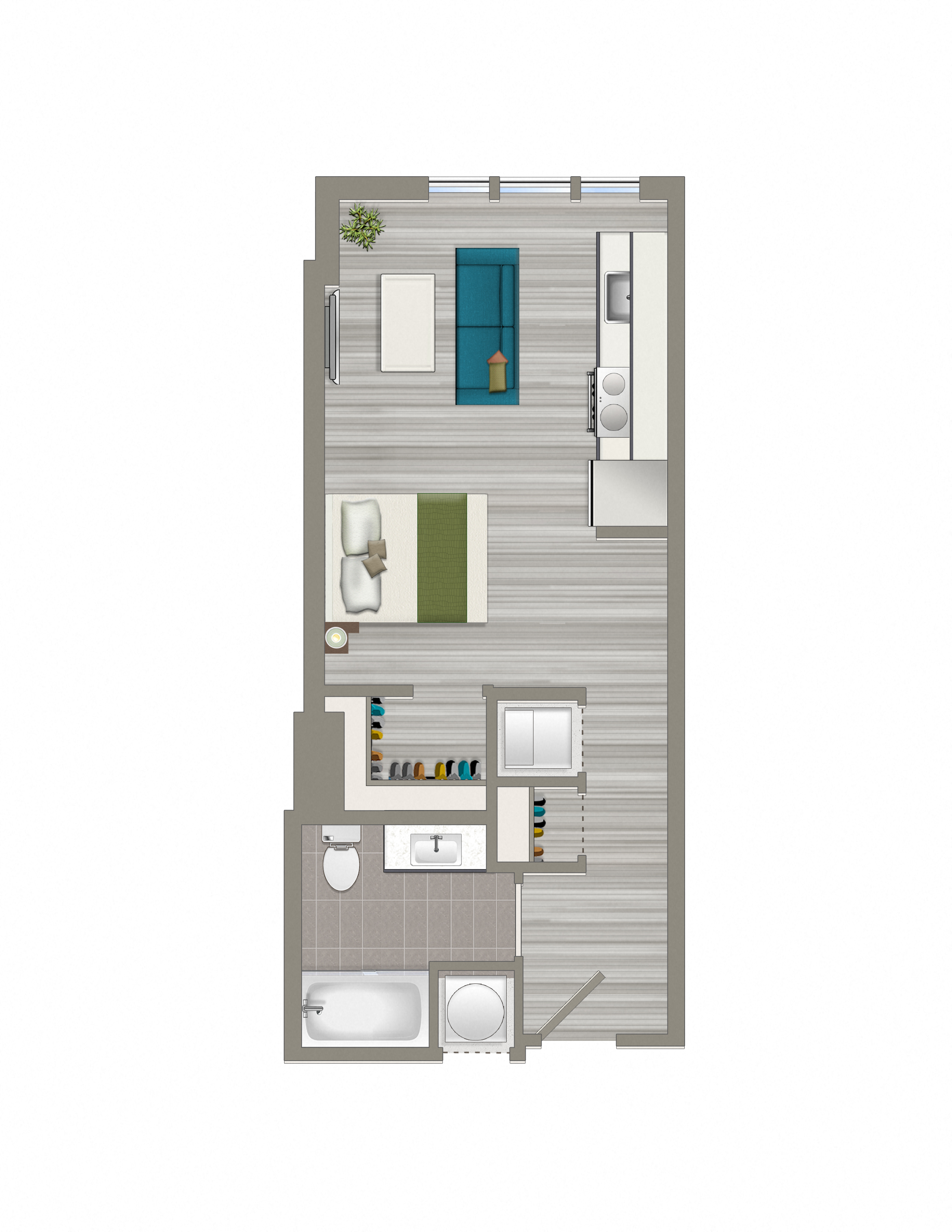 Floor plan for studio, 1 bath, 459 sqft