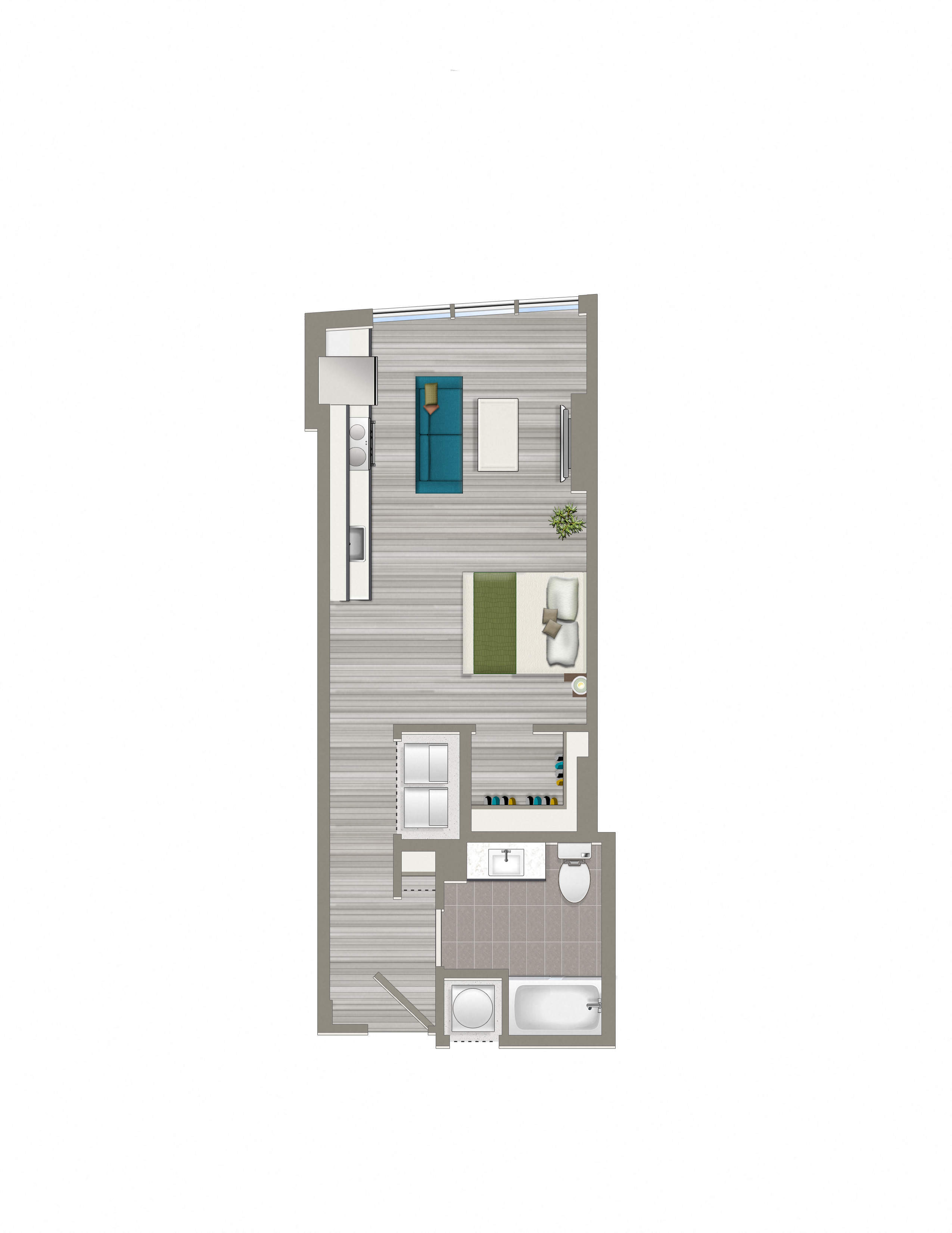 Floor plan for studio, 1 bath, 552 sqft