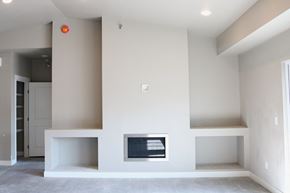 Fargo townhouse for rent - fireplace, mantle, built in shelves