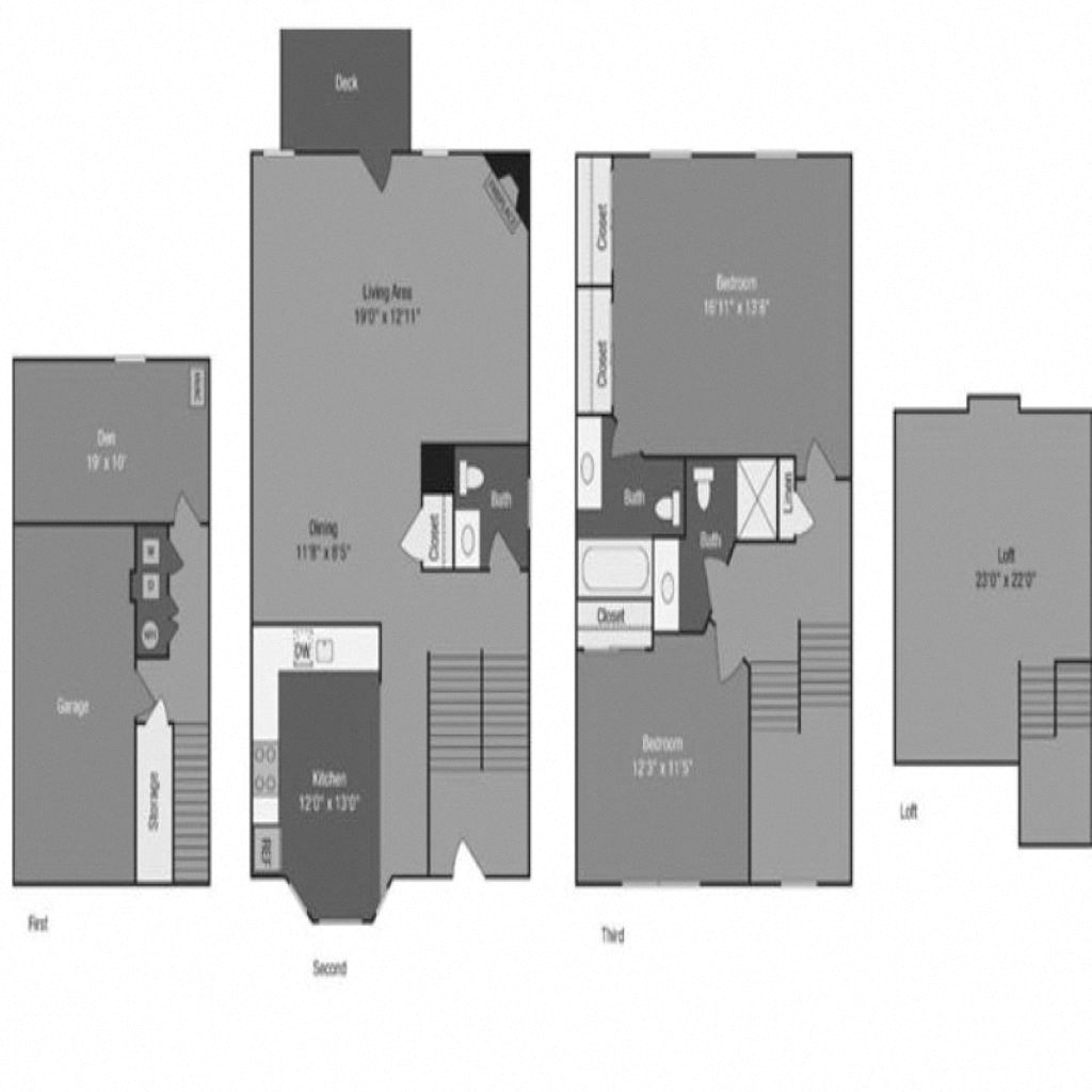 Floor plan for 2 beds, 2.5 baths, 2250 sqft