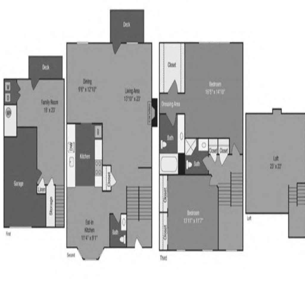 Floor plan for 2 beds, 2.5 baths, 2718 sqft