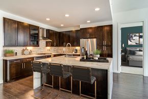 Atlanta apartment for rent - a large kitchen with wooden cabinets and a marble counter top