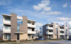 Cleveland apartment for rent - a row of modern apartment buildings on the side of a street