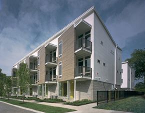 Cleveland apartment for rent - a rendering of a three story apartment building with balconies