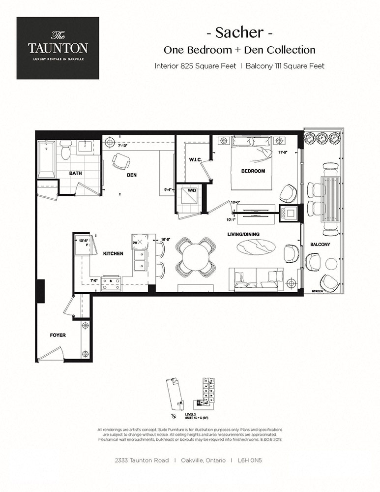 Floor plan for 1 bed, 1 bath, 825 sqft